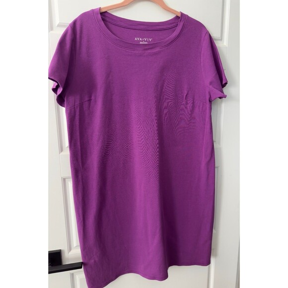Ava & Viv Womens Plus Size TShirt Dress Short Sleeve Orchid Sz 1X Stretchy - Picture 1 of 6
